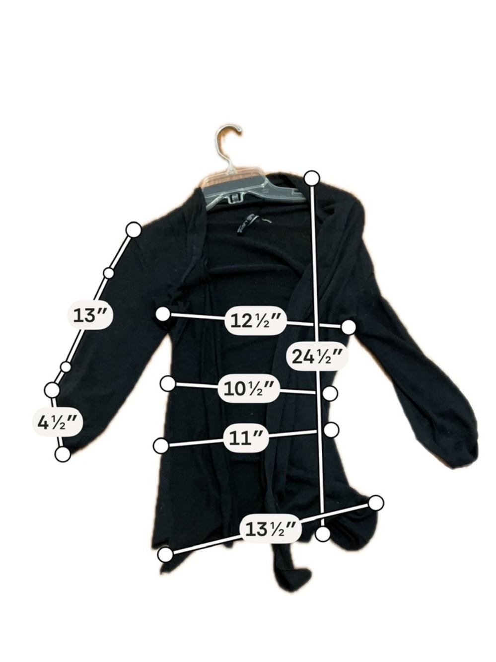 Molli & Mia Black Open Front Cardigan Lightweight Layering Sweater S - Picture 2 of 5